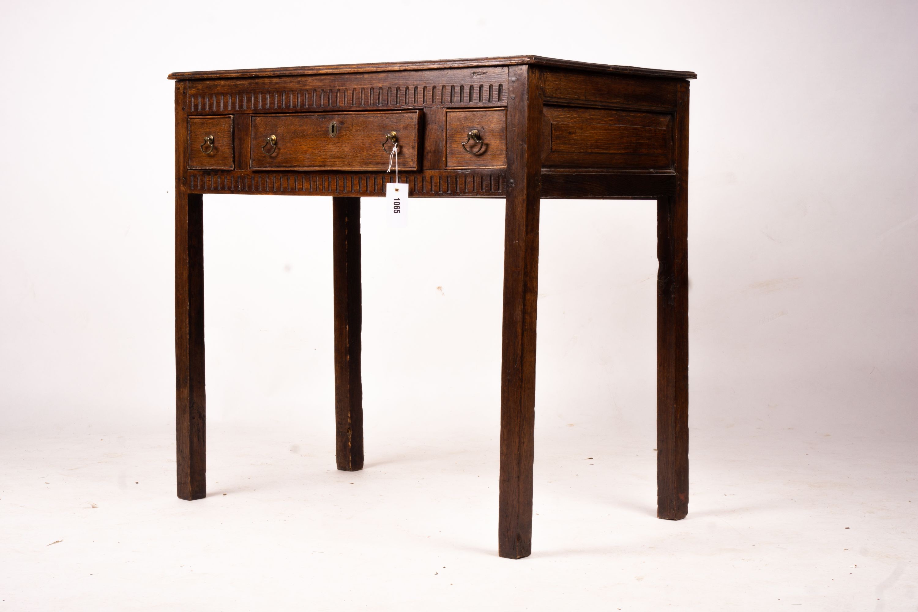 An 18th century and later oak side table, width 82cm, depth 47cm, height 78cm